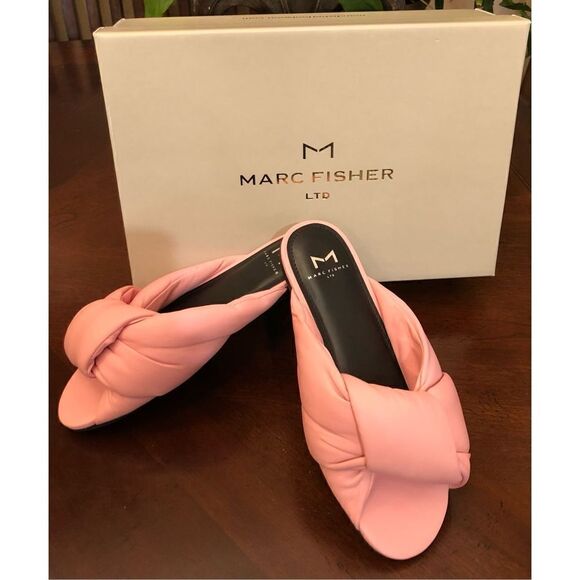 MARC FISHER - 🎉HP🎉 L Sz 5.5 “Ogalia” Pink Puffy Leather Slides. NEW IN BOX - Picture 3 of 16